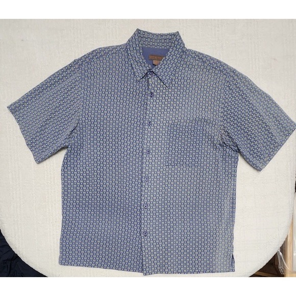 Sette Ponti Other - Sette‎ Ponti Short Sleeve Button Front Silk Shirt Mens MCM Style Geometric XL